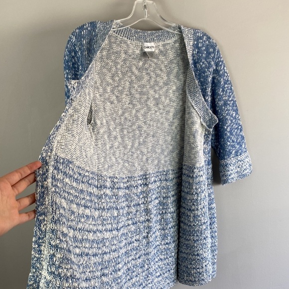 Chico’s Blue And White Heathered Cardigan Size 2(L) - Picture 10 of 11